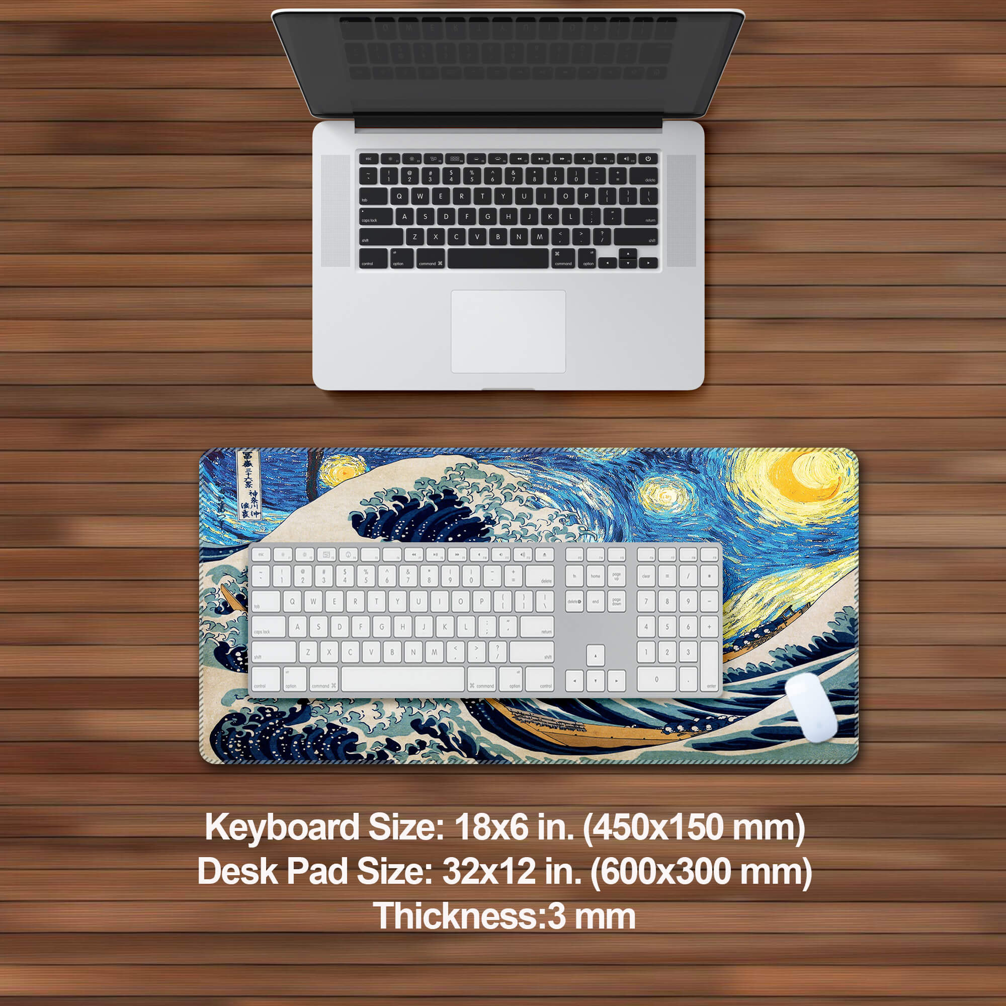 The Great Wave & Starry Night Desk Mat