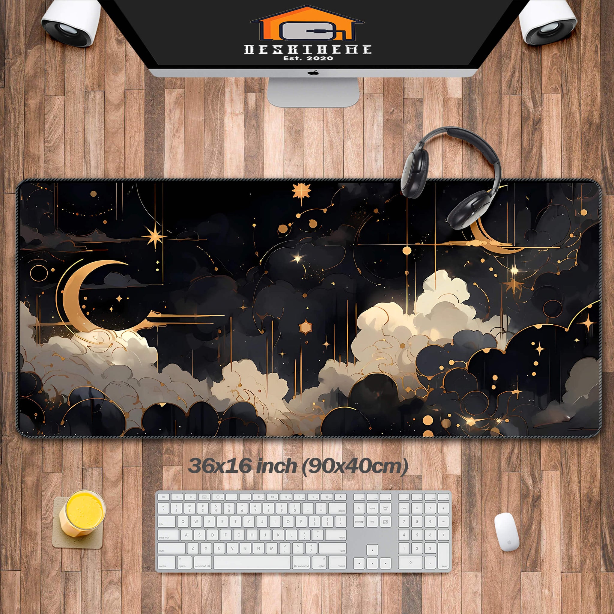 Black And Gold Celestial Desk Mat