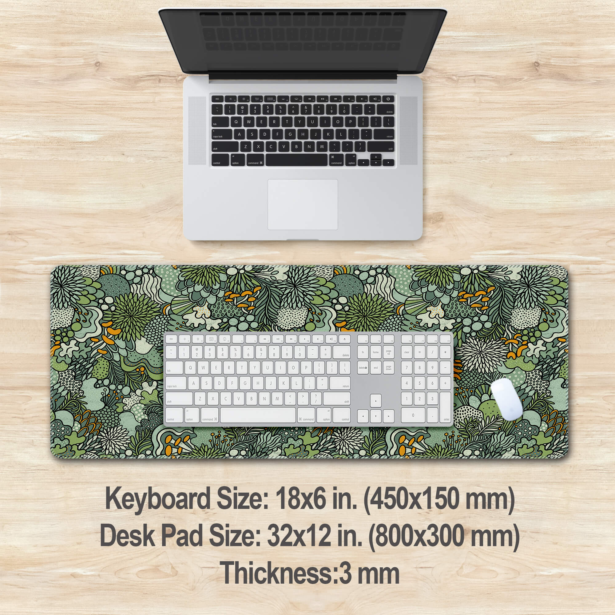 Sage Green Floral Desk Mat