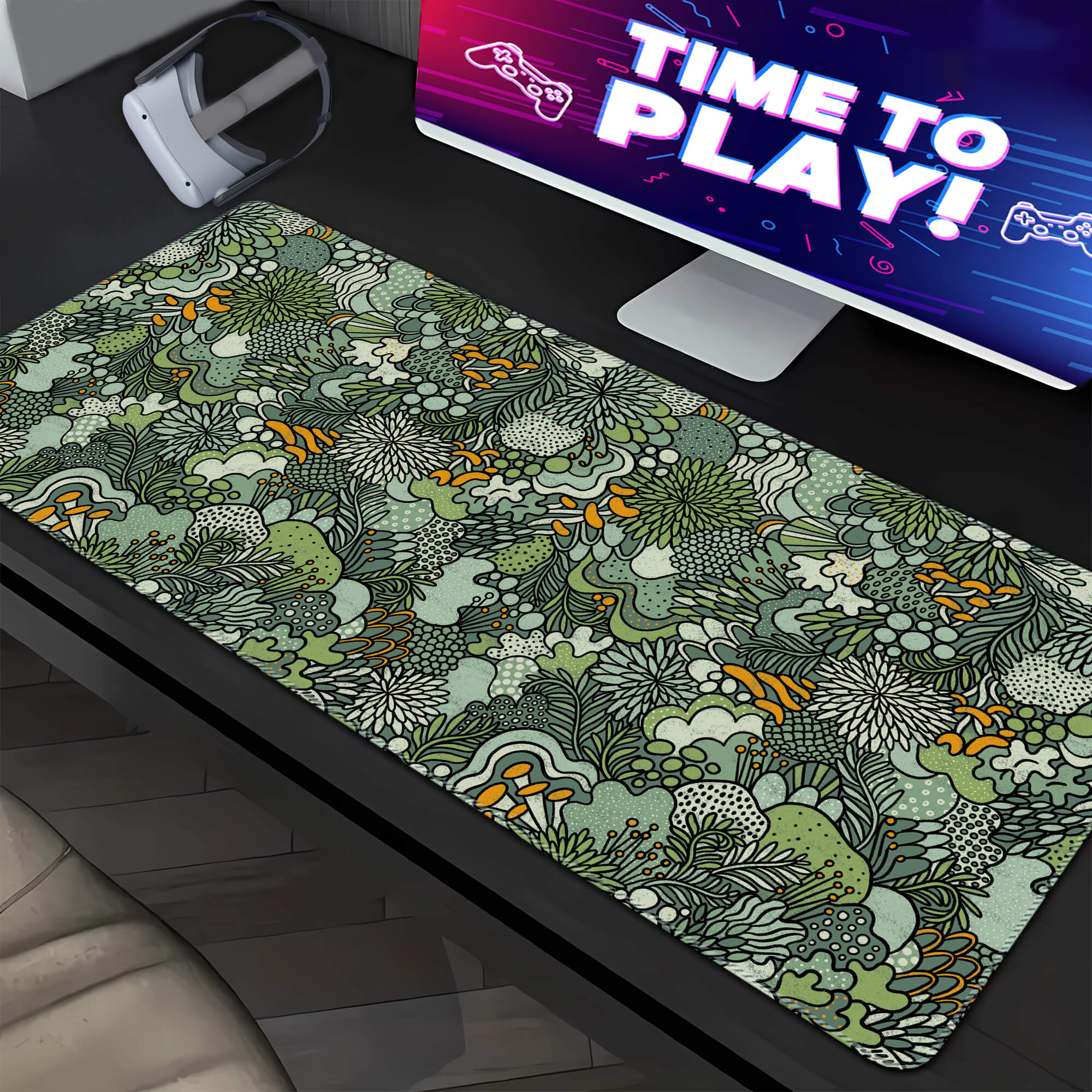 Sage Green Floral Desk Mat