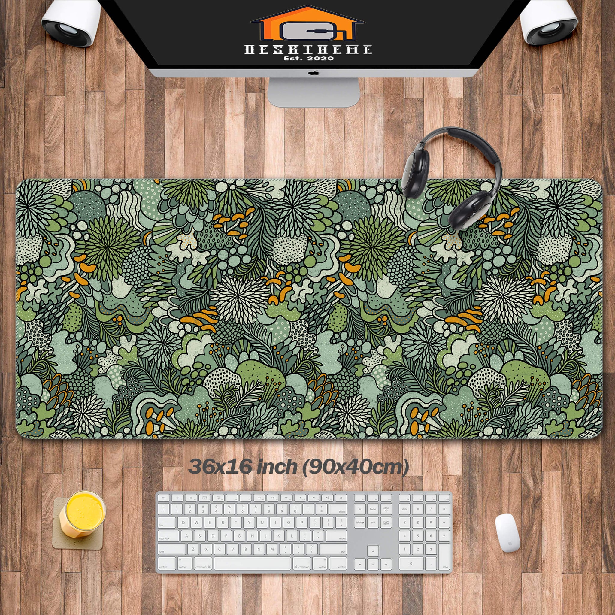 Sage Green Floral Desk Mat