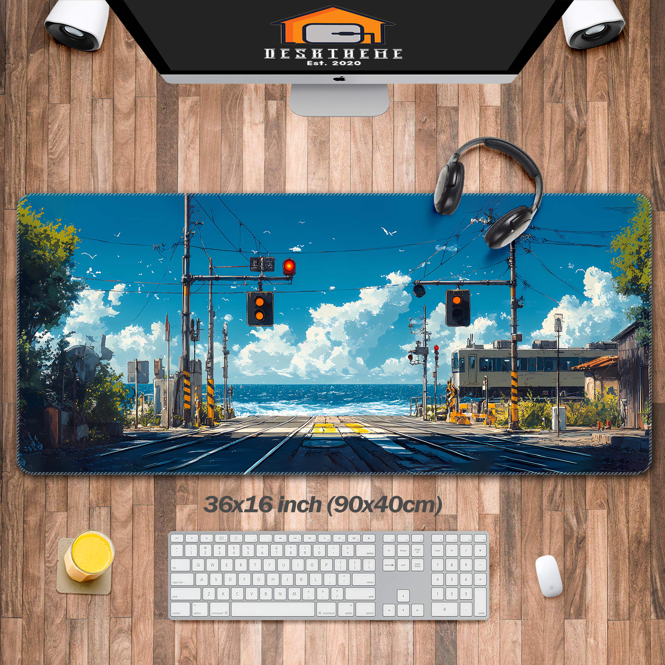 Aesthetic Anime Seaside & Tram Mouse pad XXL(2 Designs)