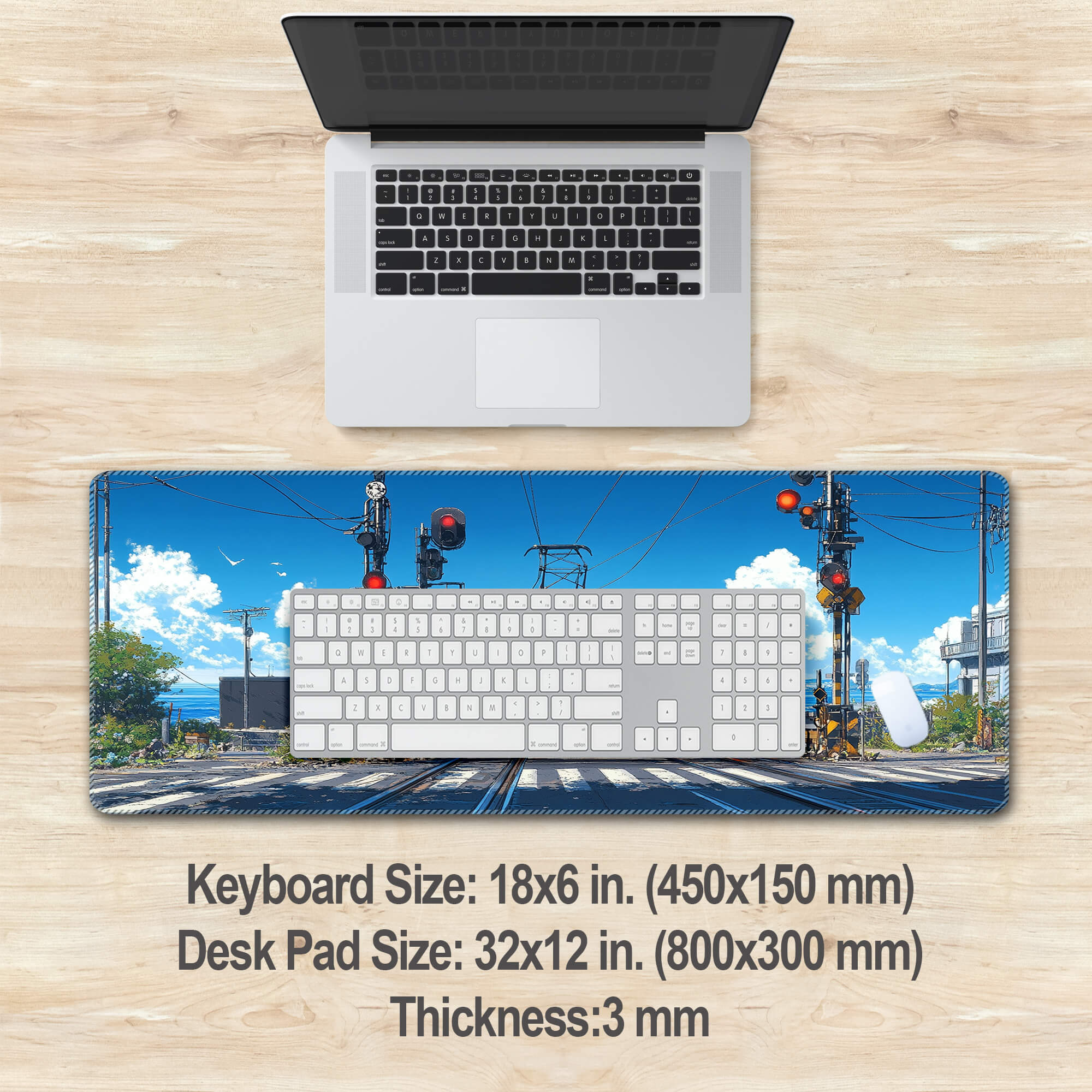 Aesthetic Anime Seaside & Tram Mouse pad XXL(2 Designs)