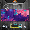 Purple Cyberpunk Bar Gaming Mouse Pad Extended