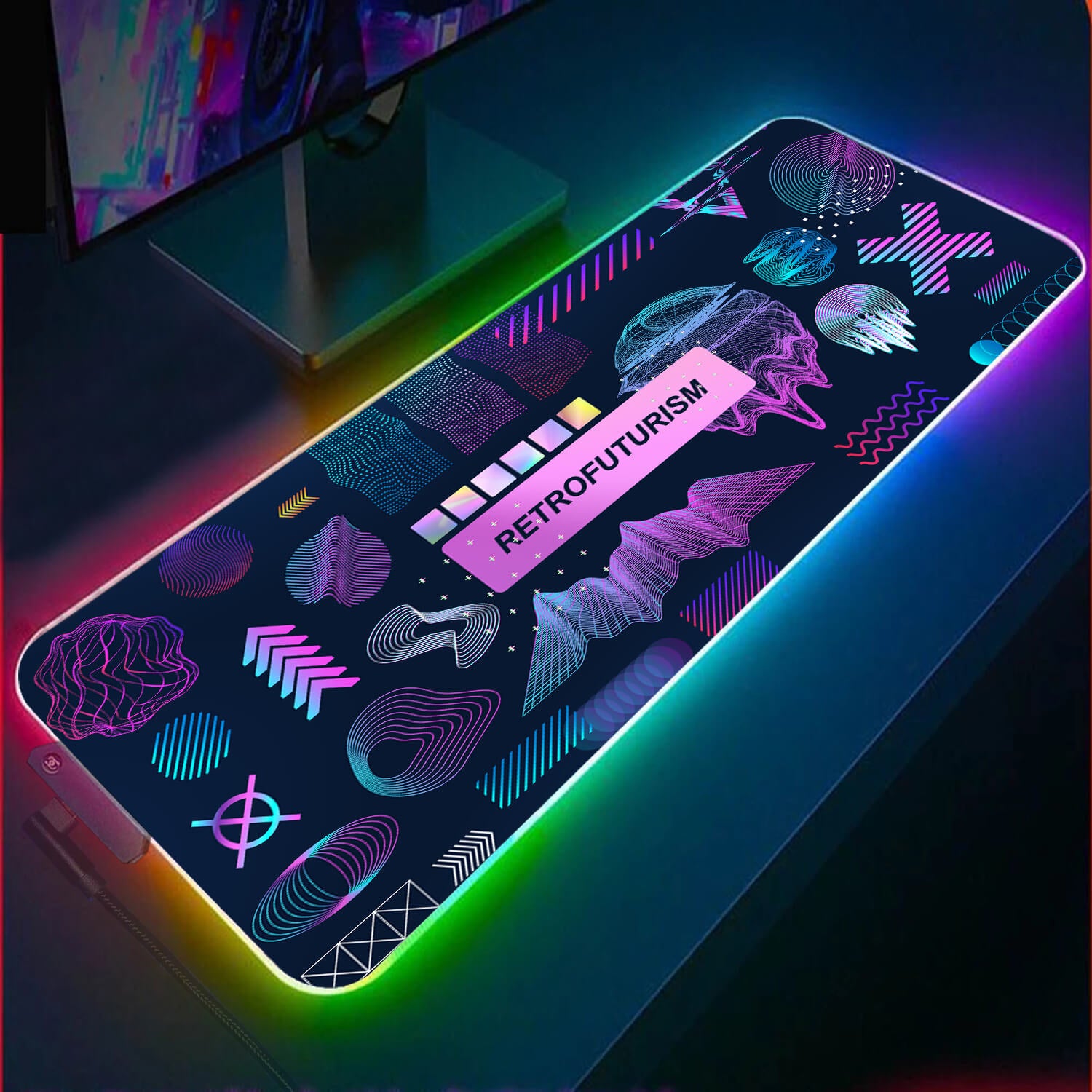 Abstract Neon Figure RGB Gaming Mouse Pad(3 Design)