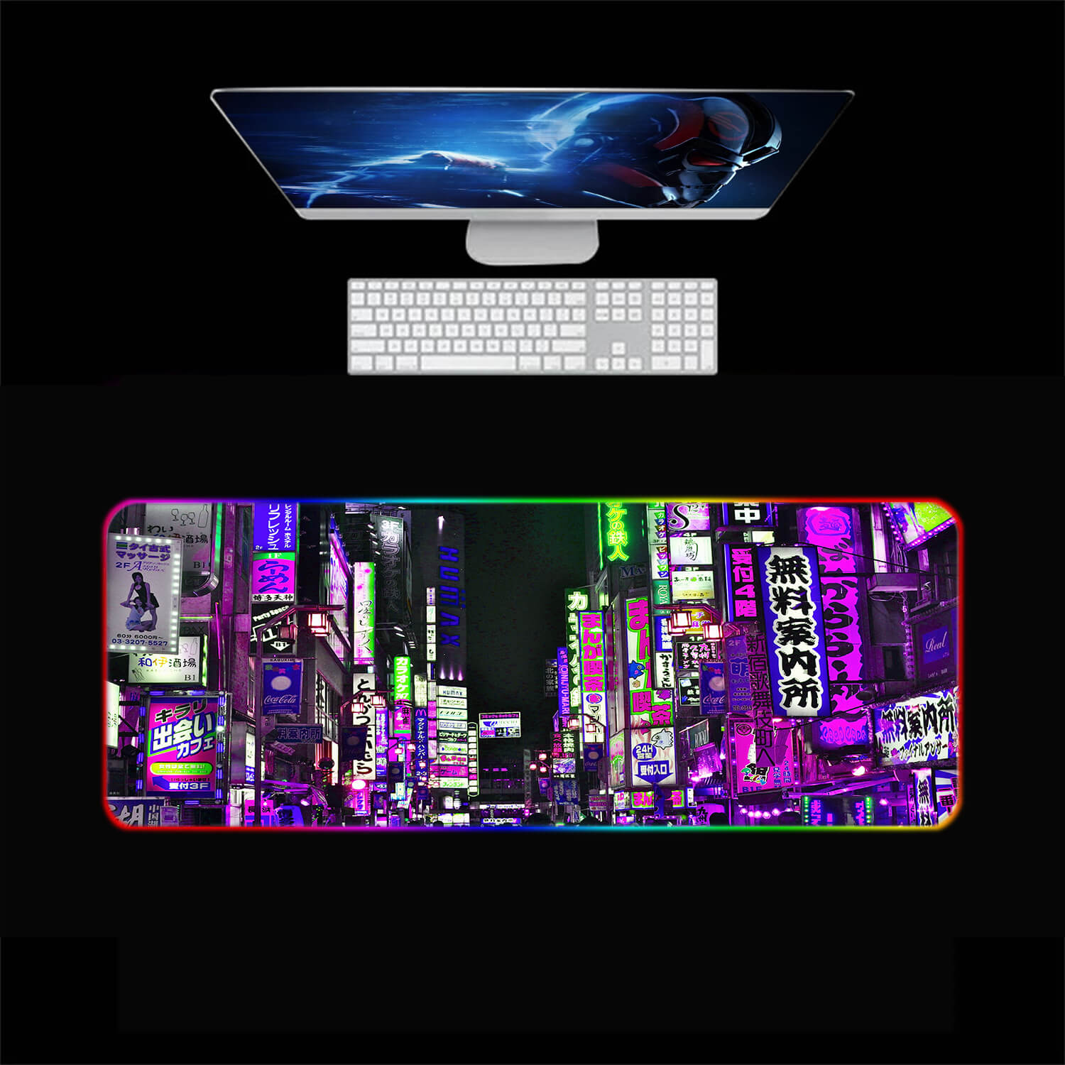 Retrowave Tokyo City RGB Gaming Mouse Pad